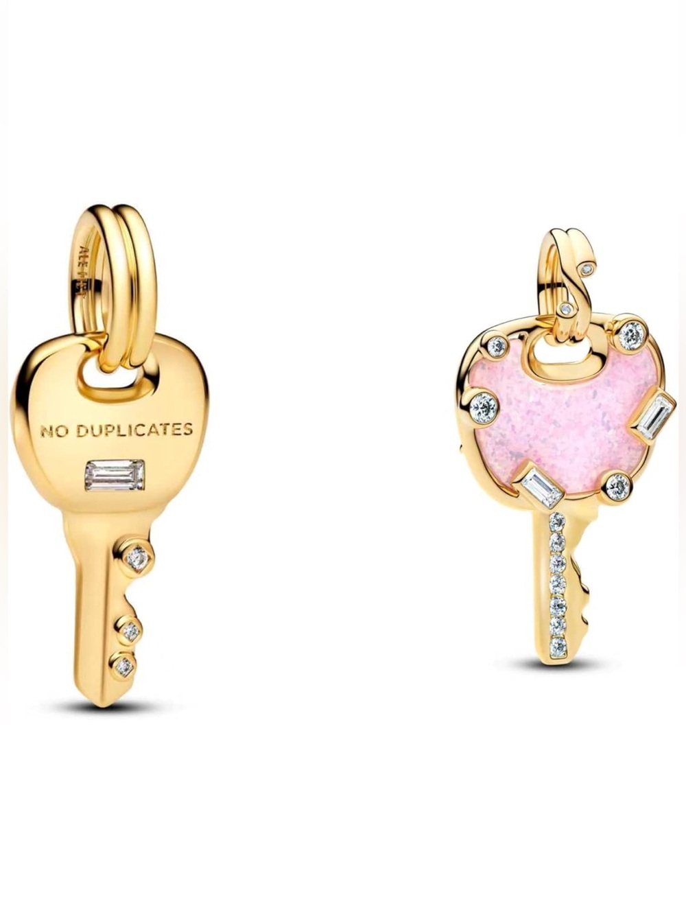 Pink Love Key Dangle Charm Duo | Gold Tone | Romantic Set-NEW
